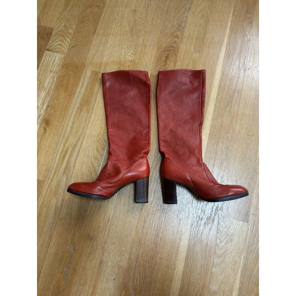 Palmroth Of Finland Women’s Orange Leather Knee High Boots Size 7.5